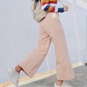 ⭕️SOLD⭕️ Madewell Tall Emmett Wide Leg Crop Pink Pants Jeans 33T